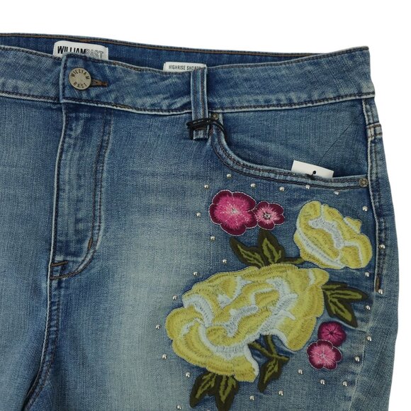 William Rast Floral Embroidered Studded High Rise Denim Shorts Womens 18W NEW - Picture 13 of 16